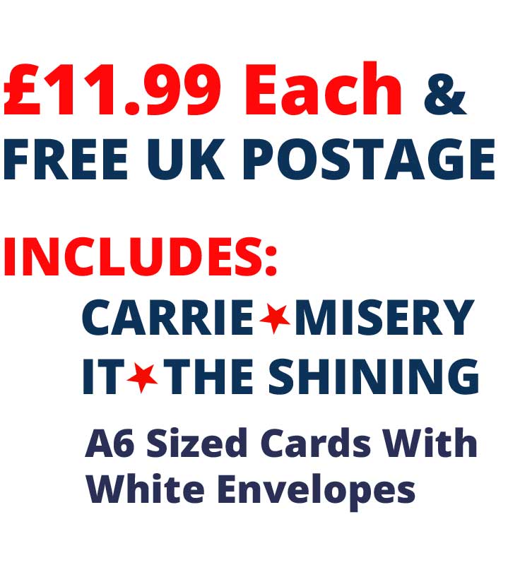 Stephen King 4 Card Set £11.99 Includes Carrie, It, The Shining, Misery Cards 